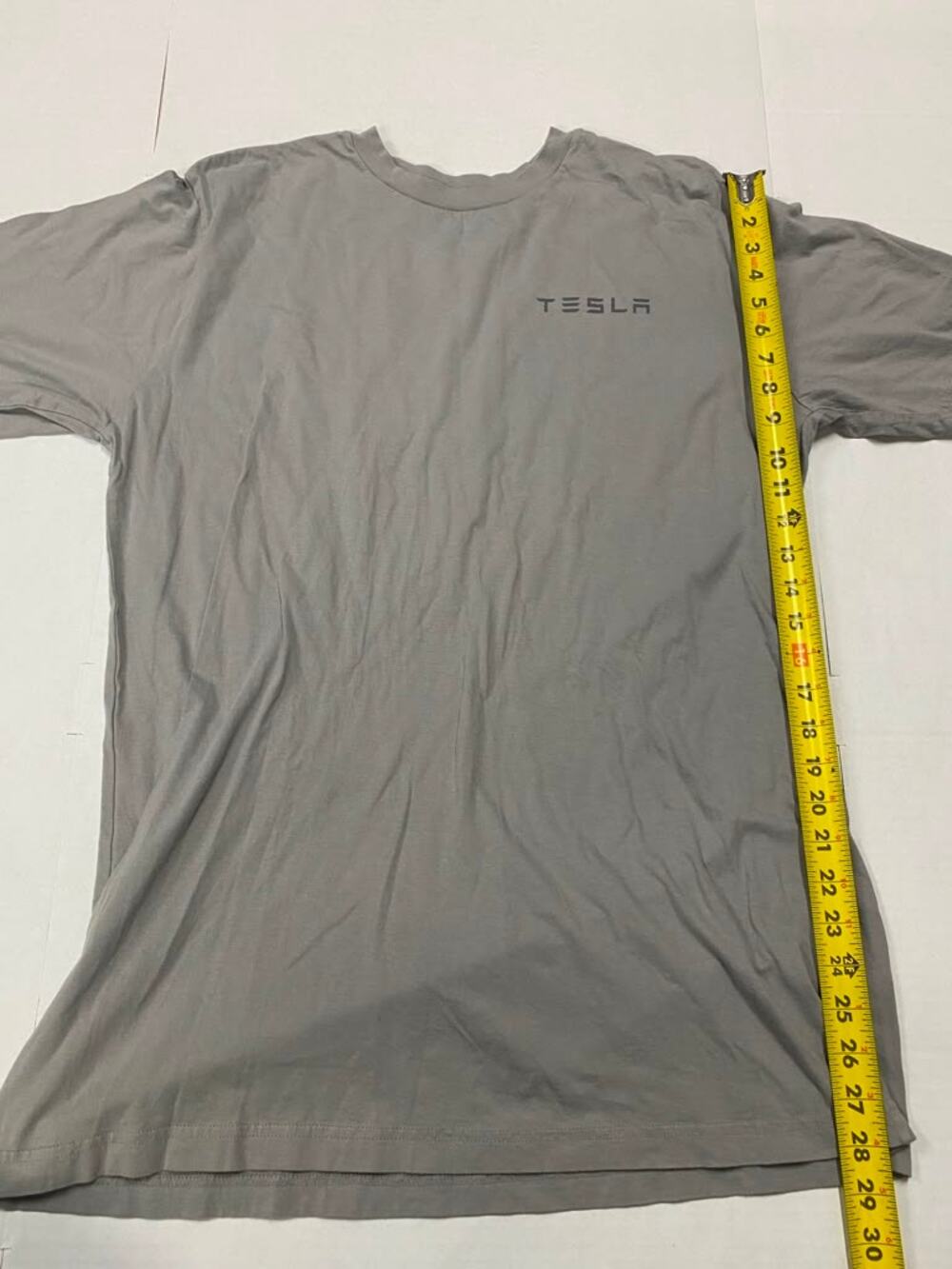 Tesla Mens Gray Logo Cotton Crew Neck Short Sleeve T Shirt Size L Pre Owned